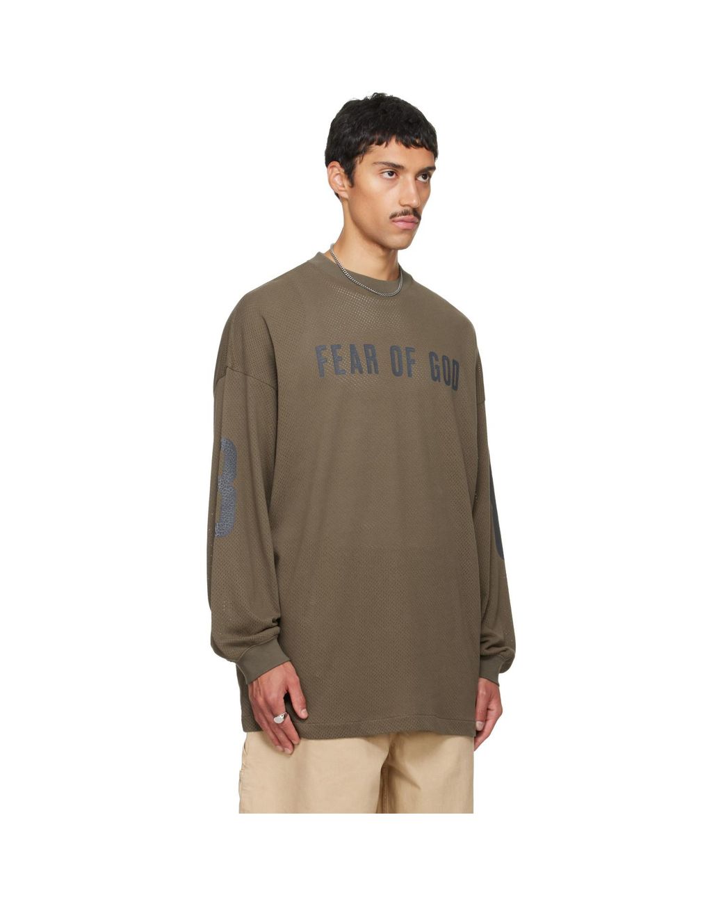 Fear Of God Brown Khaki Merch Long Sleeve T-Shirt for men