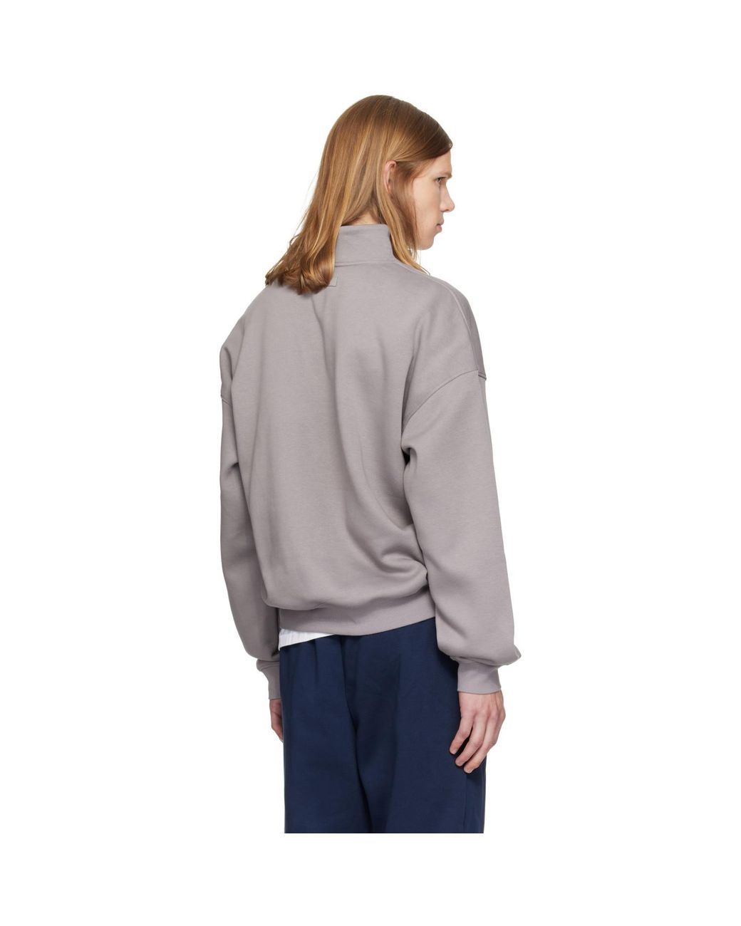 Skims Gray Fleece Lounge Relaxed Quarter Zip Sweatshirt for men