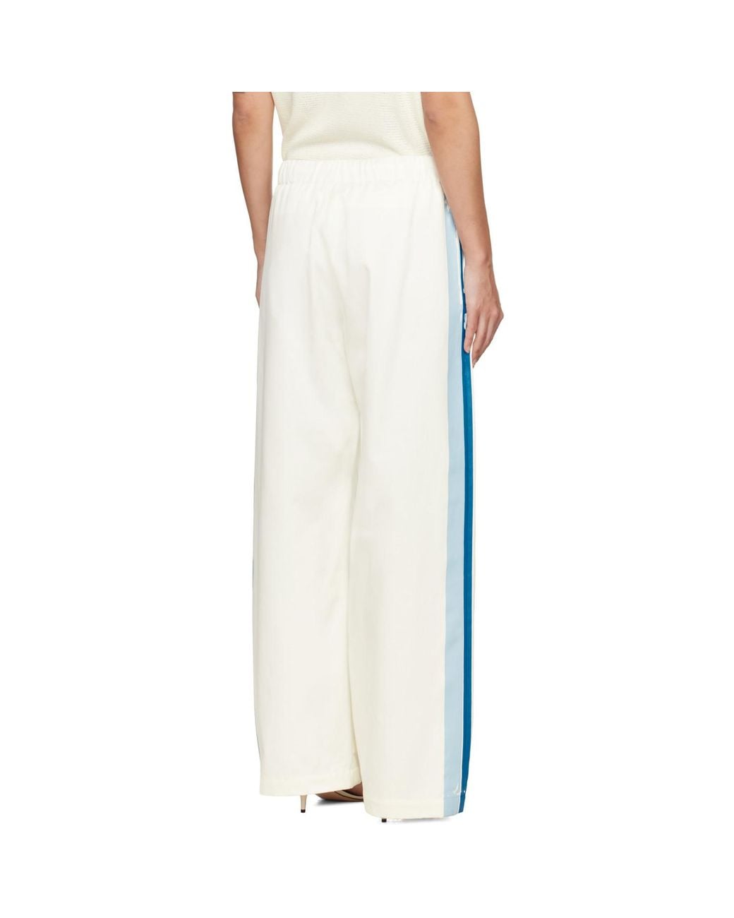 Marni White Off- Stripe Straight Leg Trousers