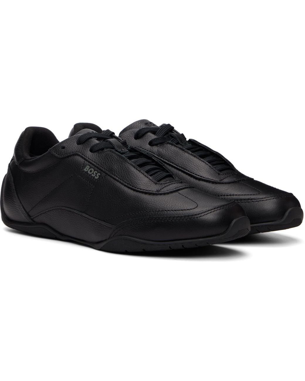 Boss Black Logo Detail Leather Sneakers for men