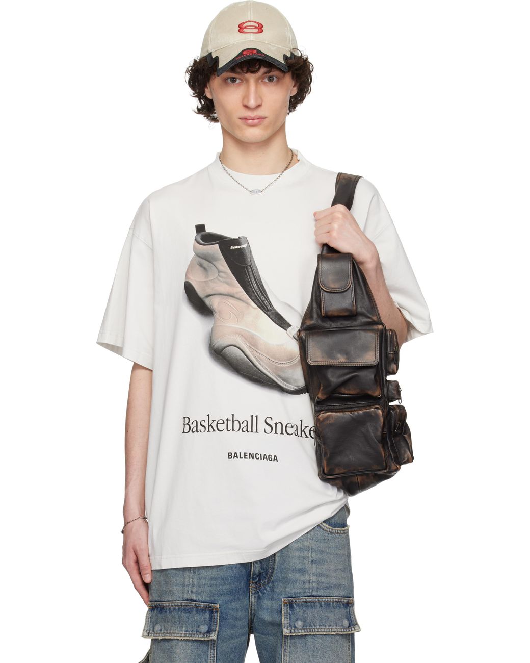 Balenciaga Off- 'Basketball Sneaker' Oversized T-Shirt in