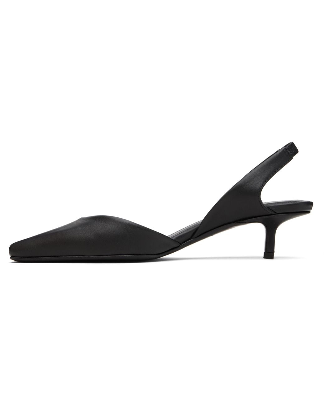 Loulou de Saison Black Akila Lds Leather Slingback Heels