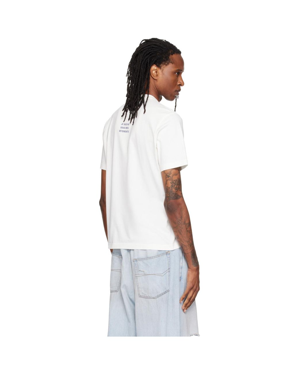 Vetements White Off- 'I Am Naked Under My Clothes' T-Shirt for men