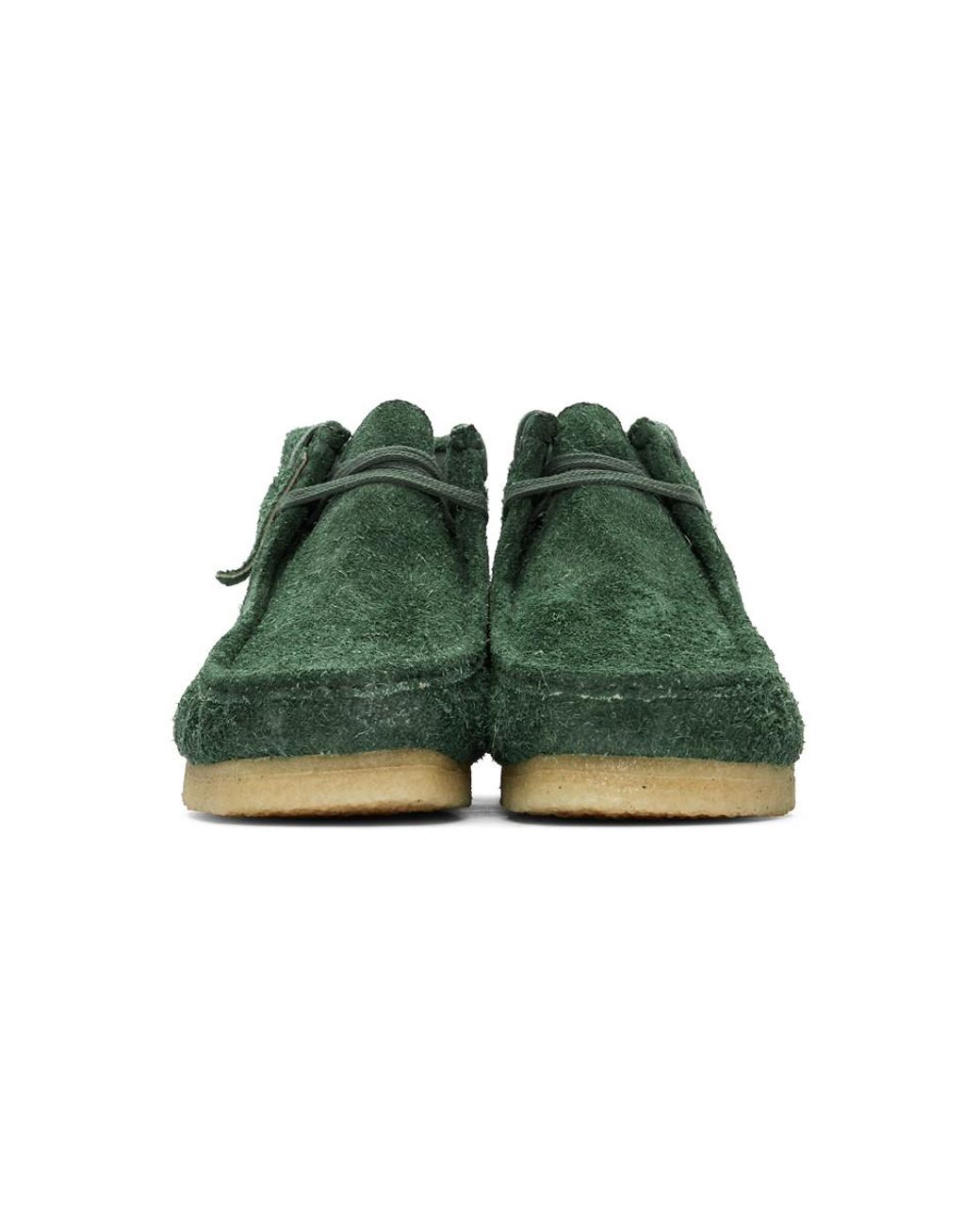 Clarks Green Hairy Suede Wallabee Boots 