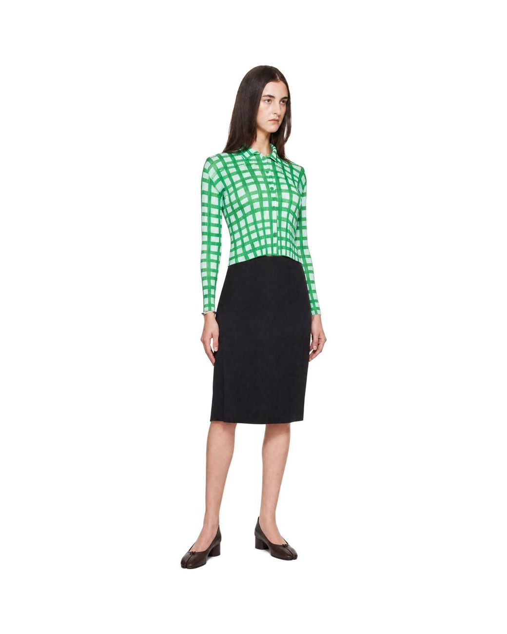 Pleats Please Issey Miyake Green Basket Shirt