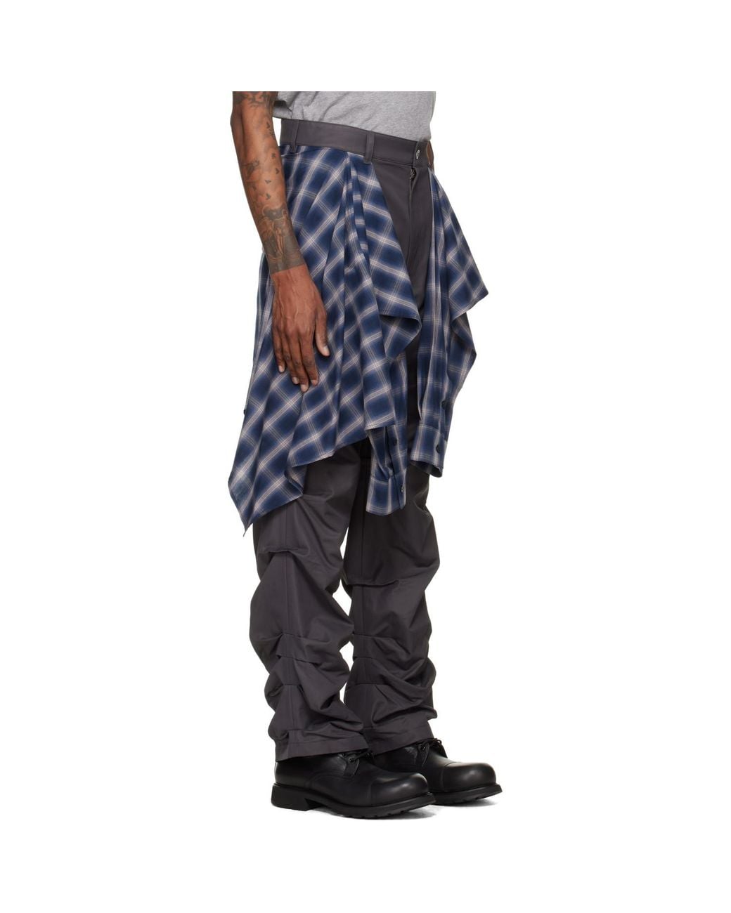 we11done Blue Shirt Wrapped Trousers for men