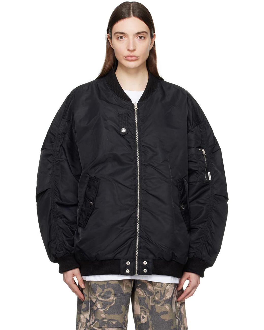 open-yy-Black-Oversized-Bomber