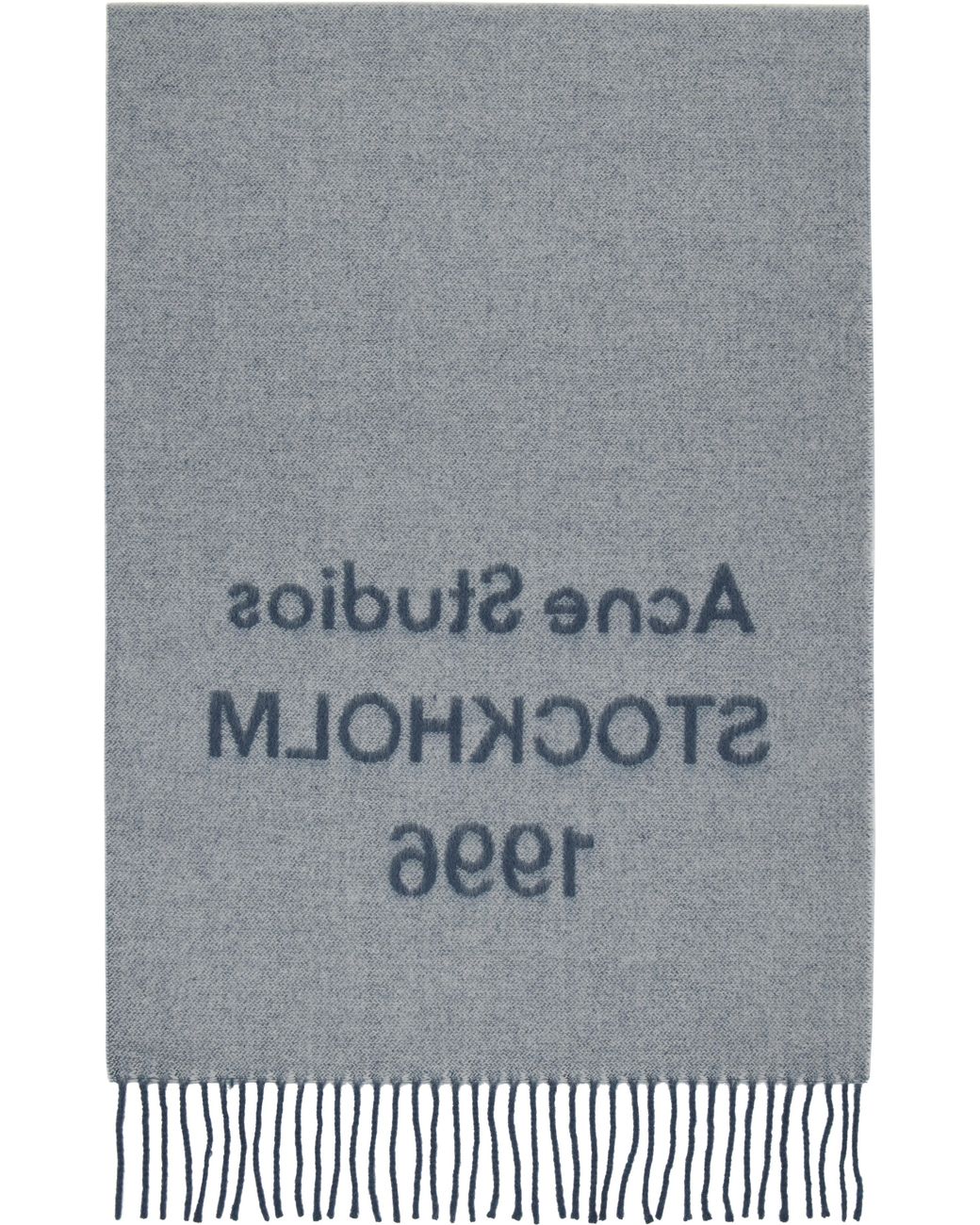 Acne Blue Wide Logo Scarf for men