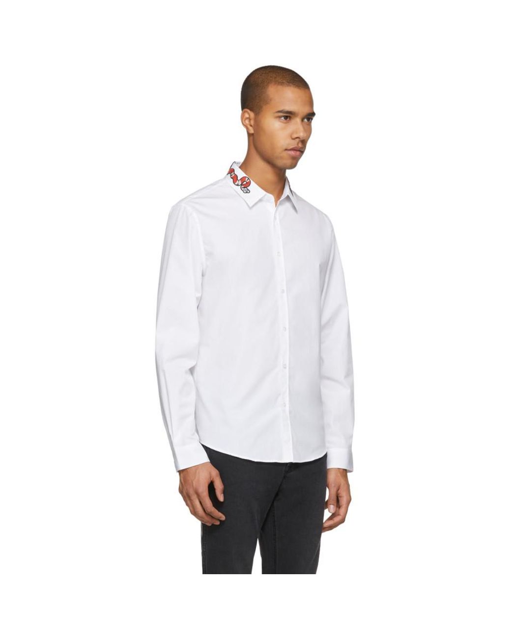 Gucci White Snake Collar Shirt for Men | Lyst