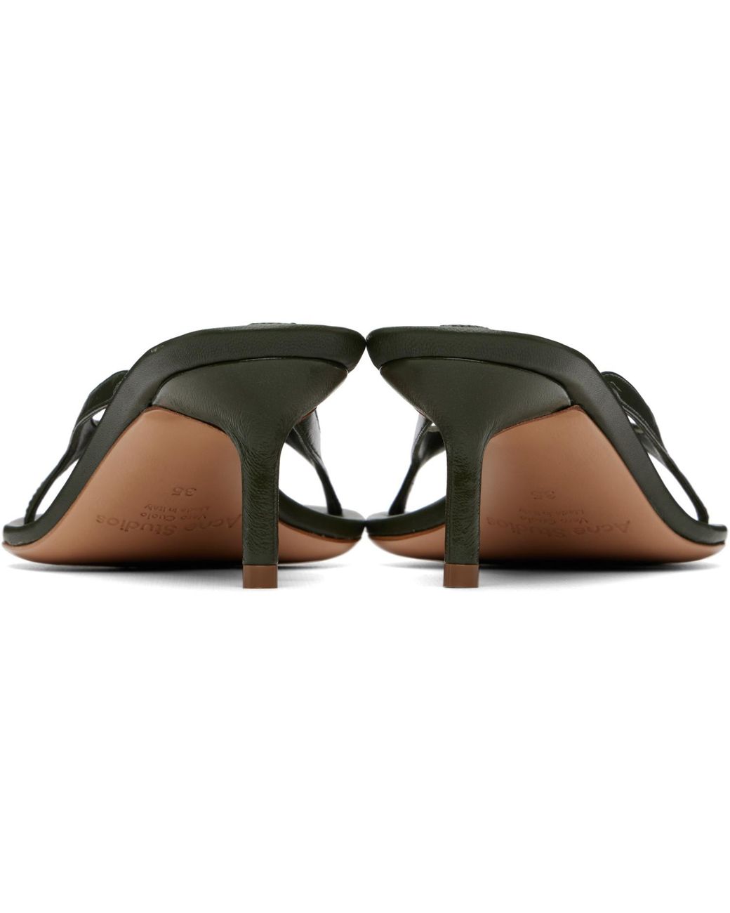 Acne Black Khaki Kitten Heeled Sandals