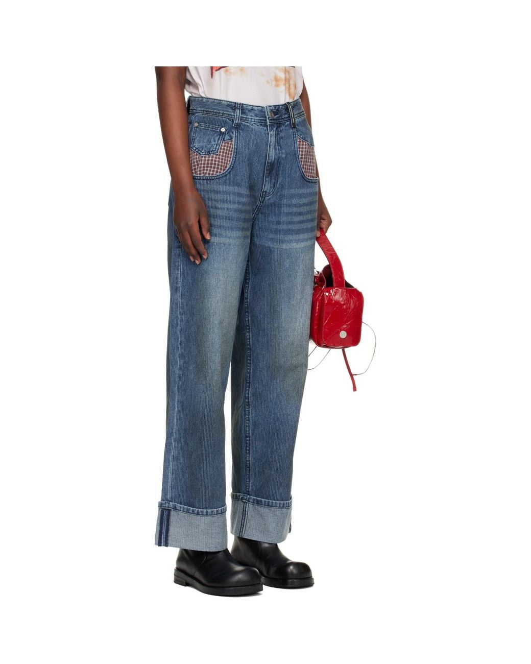 ANDERSSON BELL Blue Oil Washed Rolled Up Jeans