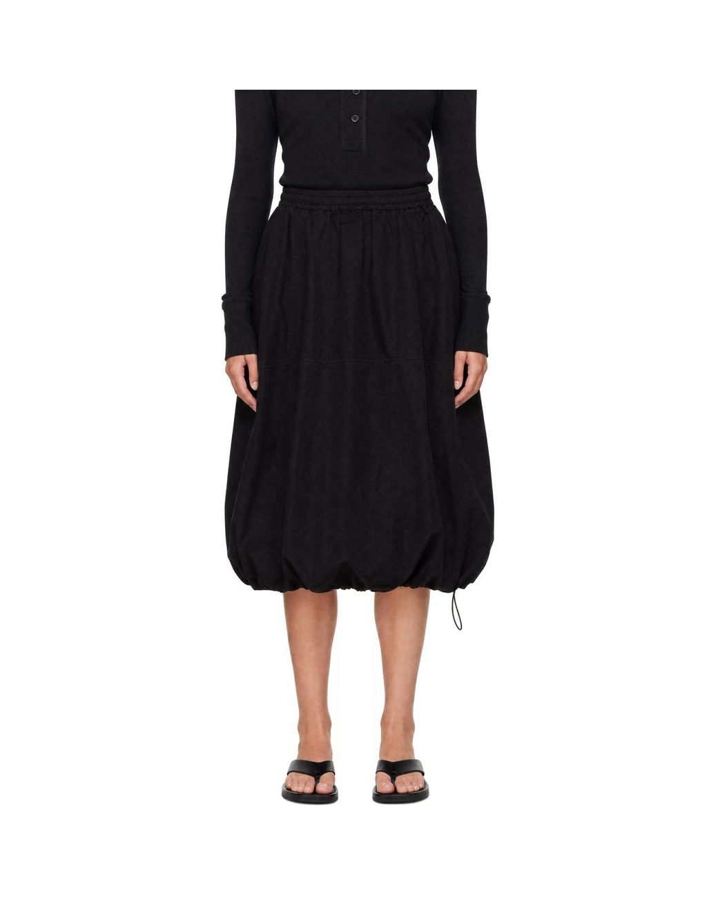 YMC Black Parachute Midi Skirt