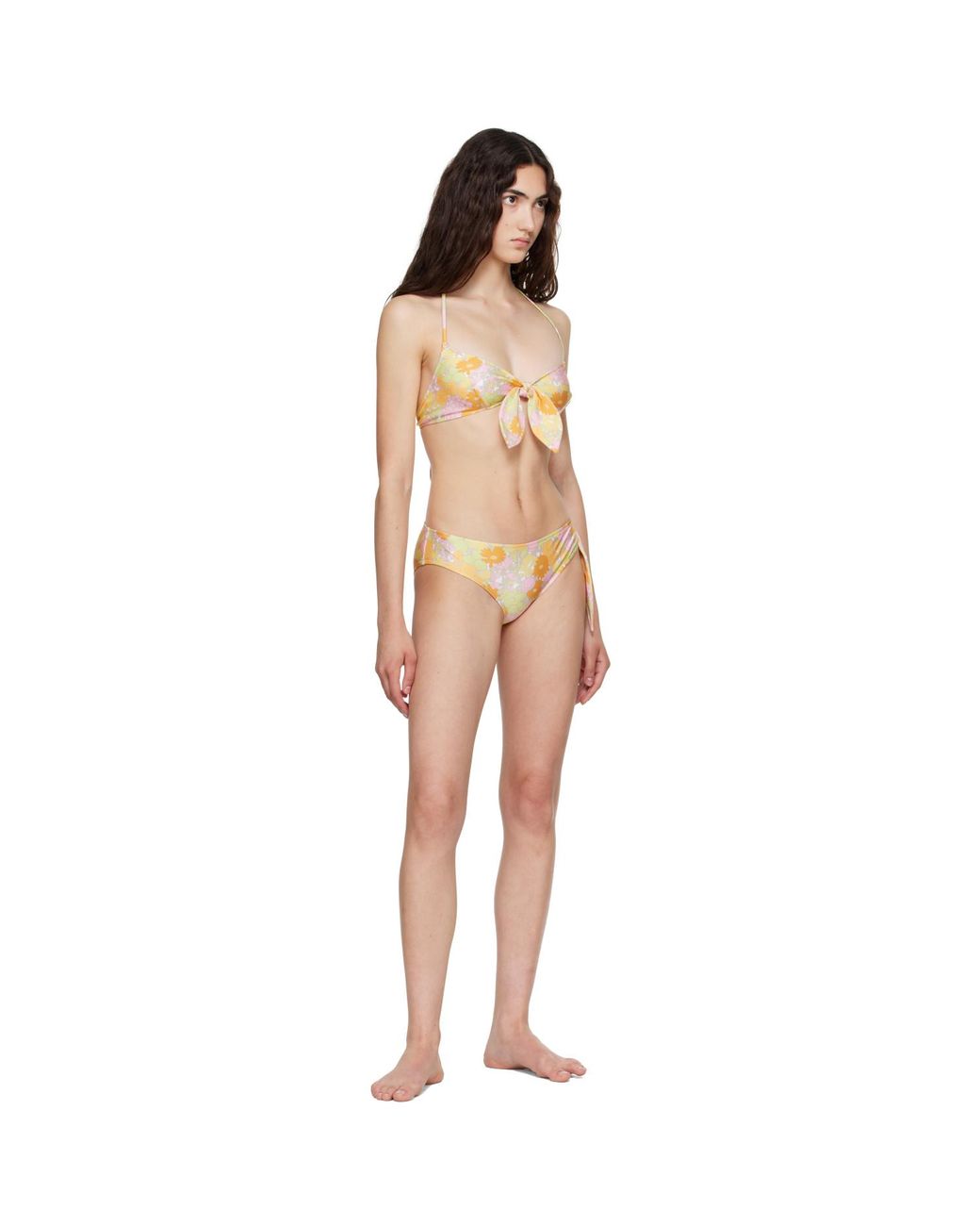 Chloé Natural Sunbleached Flower Print Bikini Top