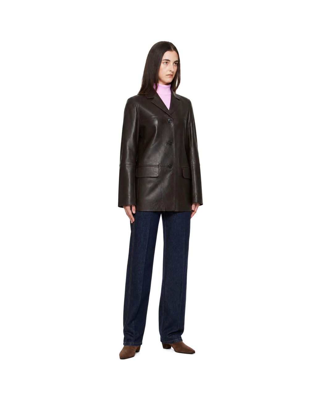 Loulou de Saison Black Nari Straight Leather Jacket
