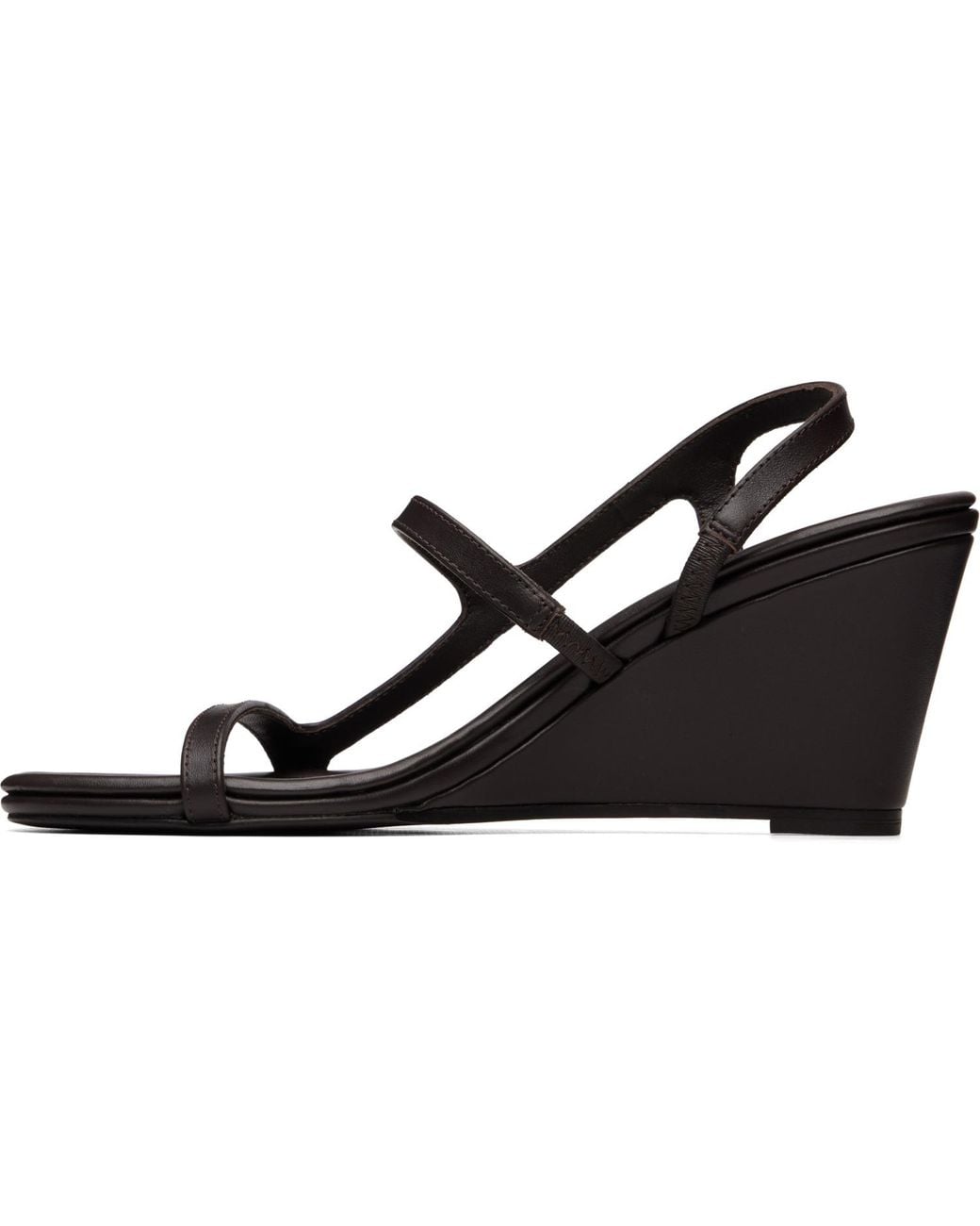 St. Agni Black High Wedge Heeled Sandals