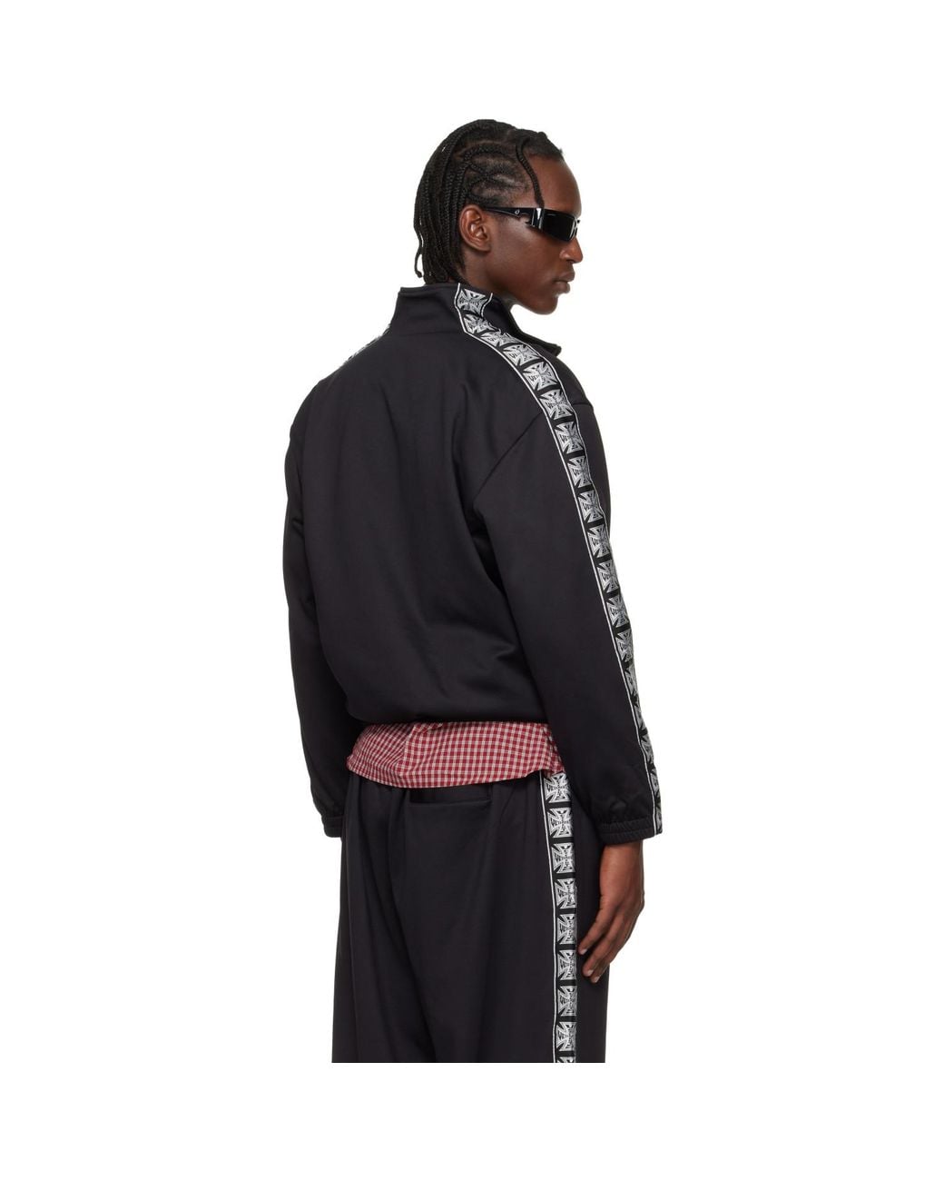Vetements Black Biker Cross Tape Zip-Up Track Jacket for men