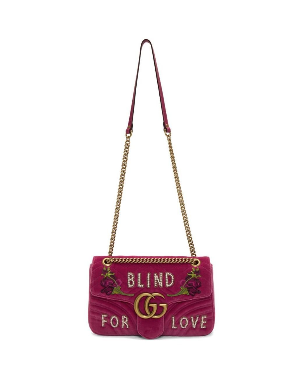 Gucci Pink Medium GG Marmont 2.0 Blind For Love Bag | Lyst