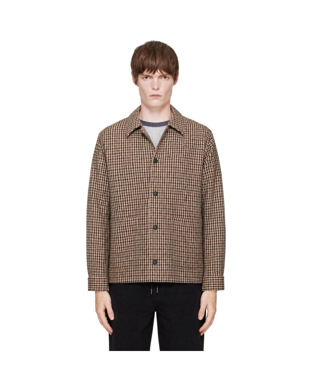 Boss Brown Relaxed-Fit Wool-Blend Vichy Check Jacket for men