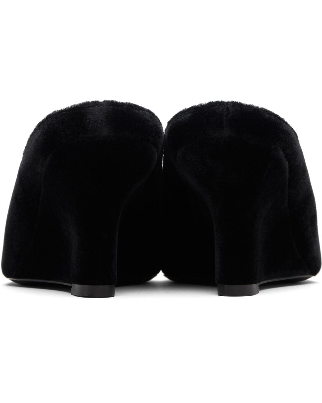 Totême  Black Peep-Toe Velvet Wedge Mule Heels