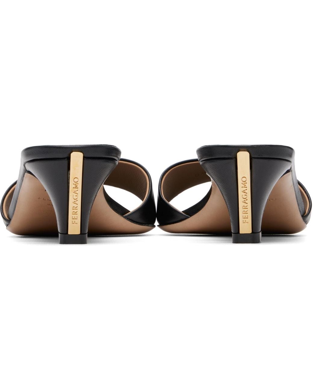 Ferragamo Black Low Heeled Sandals