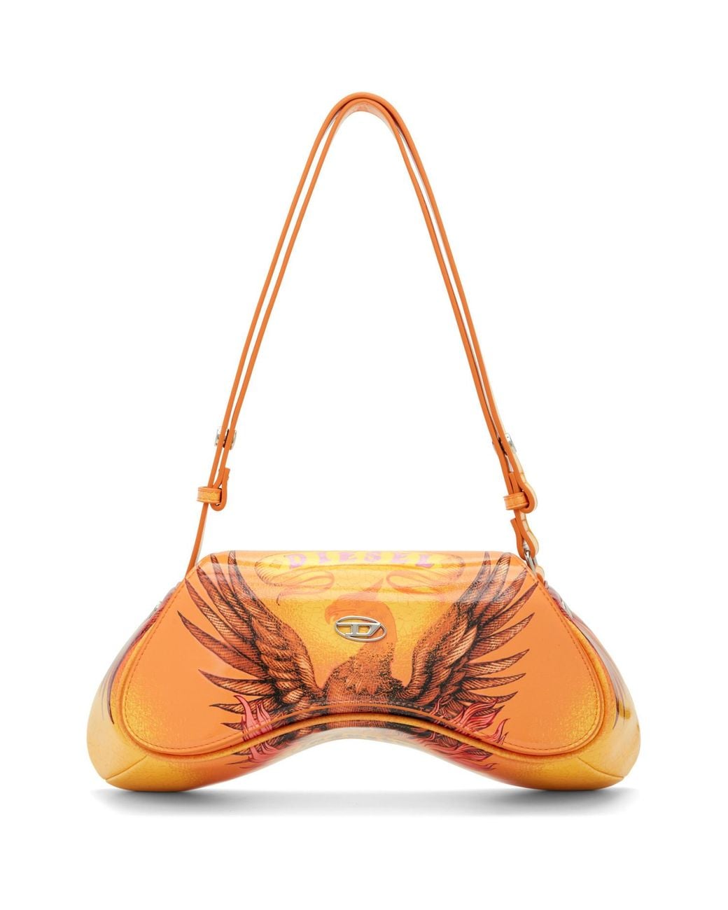 DIESEL Orange Play-Glossy Printed Crossbody Bag