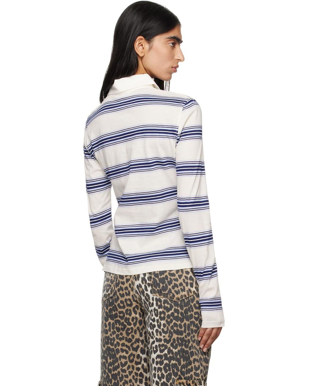 GANNI アイボリー 長袖ポロシャツ ゴールドボタン GANNI アイボリー 長袖ポロシャツ ゴールドボタン