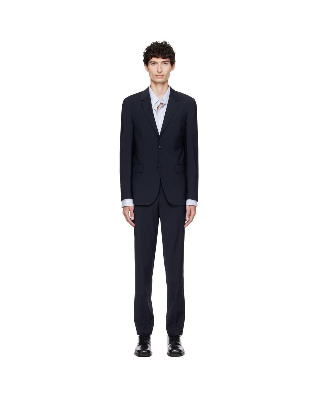 Boss Blue Two-Piece Slim-Fit Stretch Virgin Wool Suit for men
