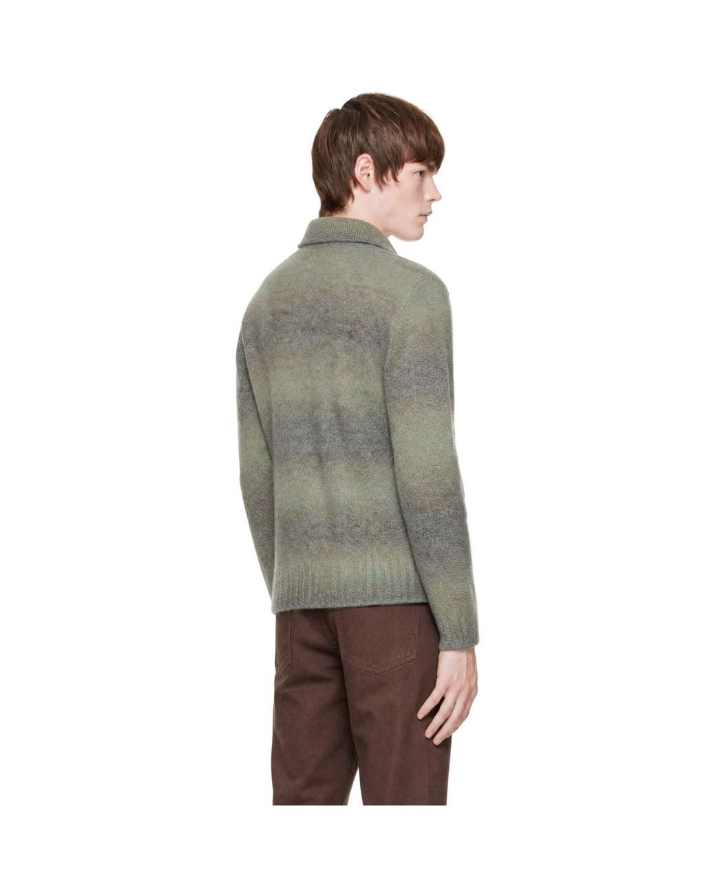 Palmes Gray Alpaca Ls Knit Polo Sweater for men