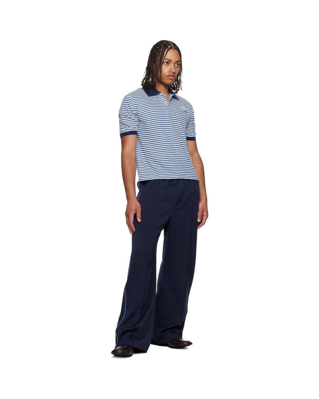 Marni Blue Piped Wool Twill Trousers for men