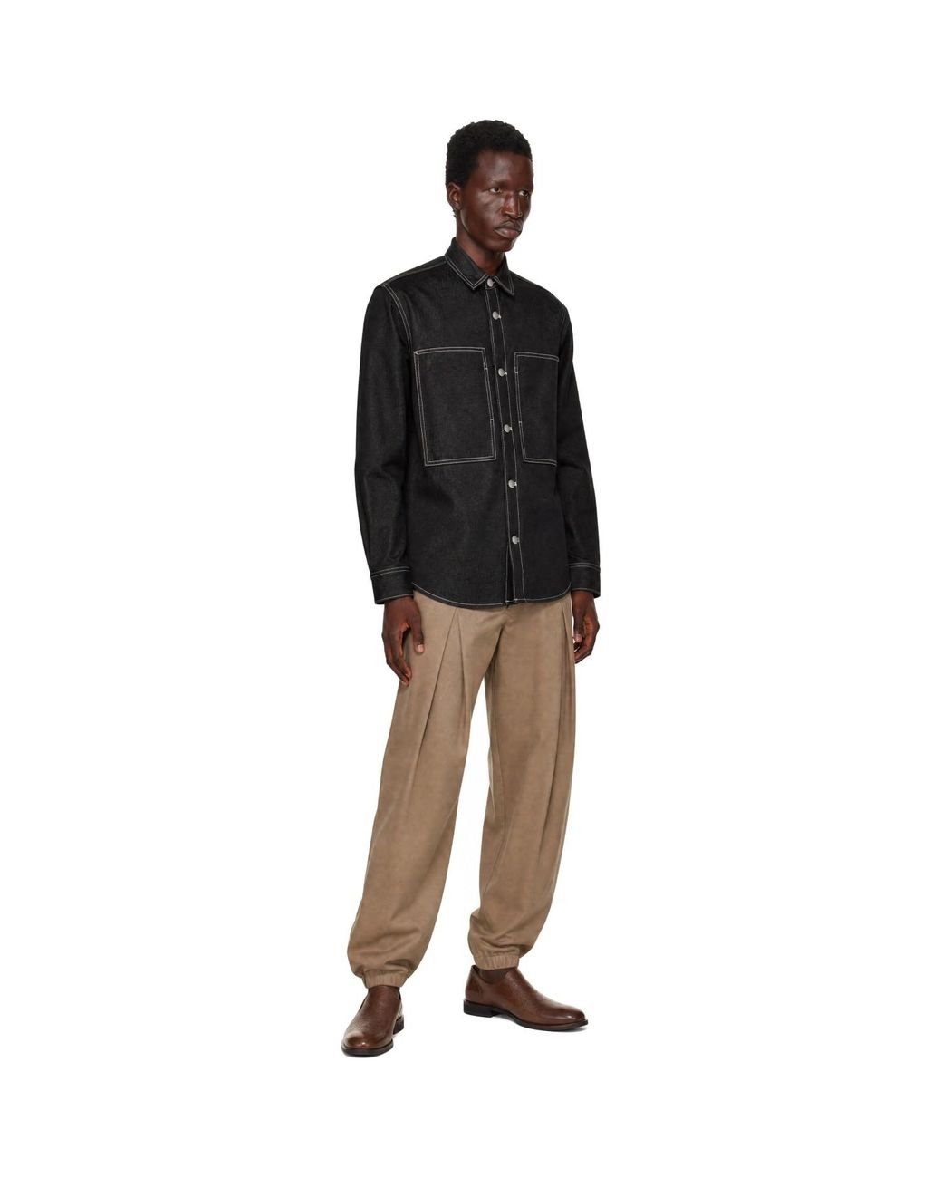 Entire studios Black Oversized Denim Shirt for men