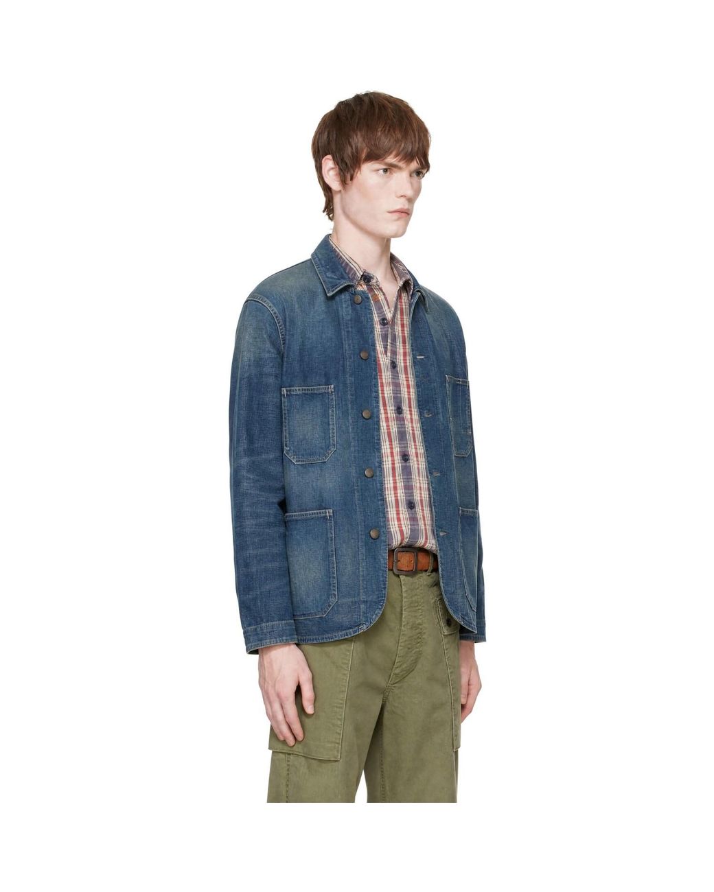 RRL Blue Denim Engineer Jacket for men
