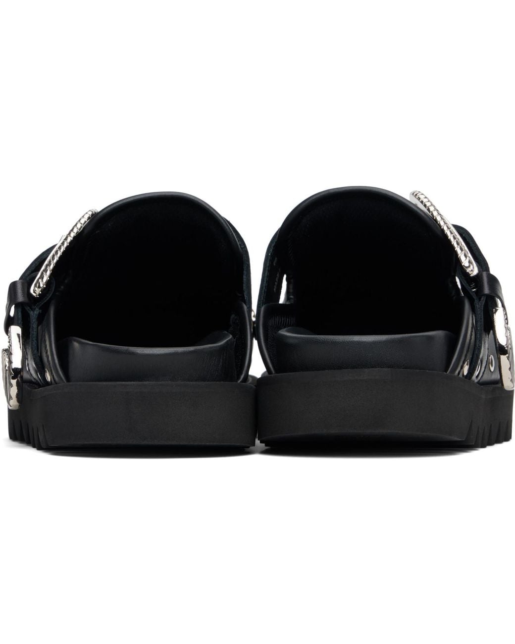 Toga Black Eyelet Metal Sabot Loafers