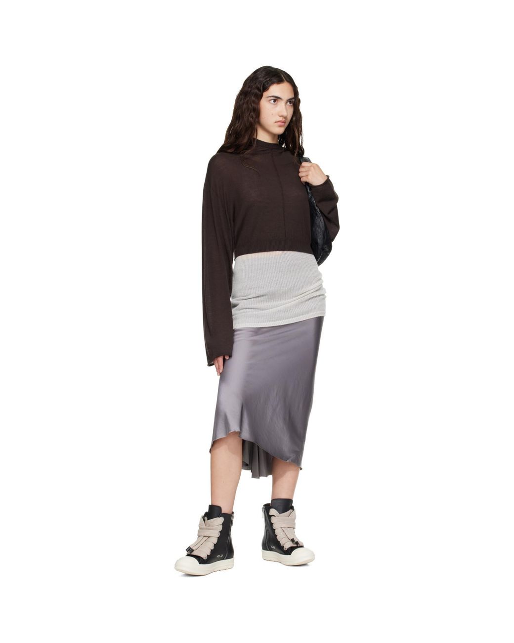 Rick Owens Black Tower Cropped Tunic Hoodie