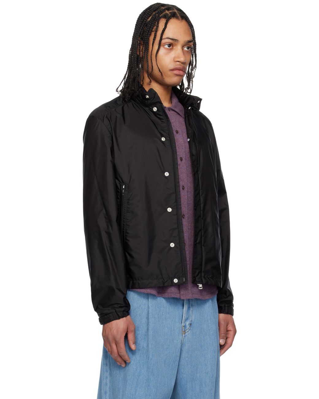 Moncler Black Montriond Hooded Windbreaker Jacket for men