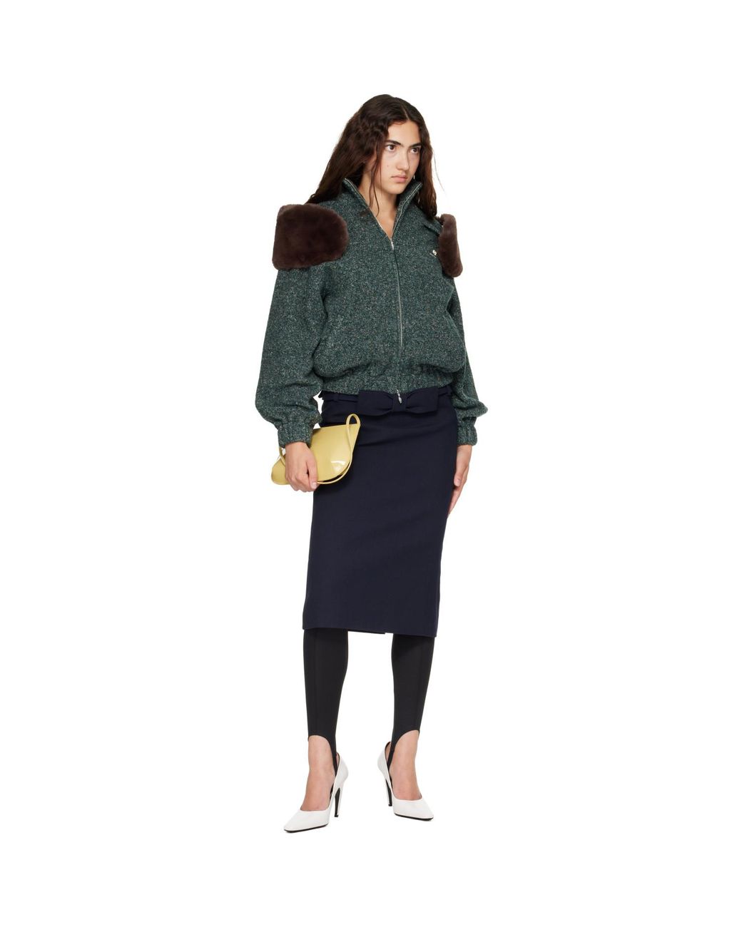ShuShu/Tong Green Decorative Faux-Fur Loose Jacket