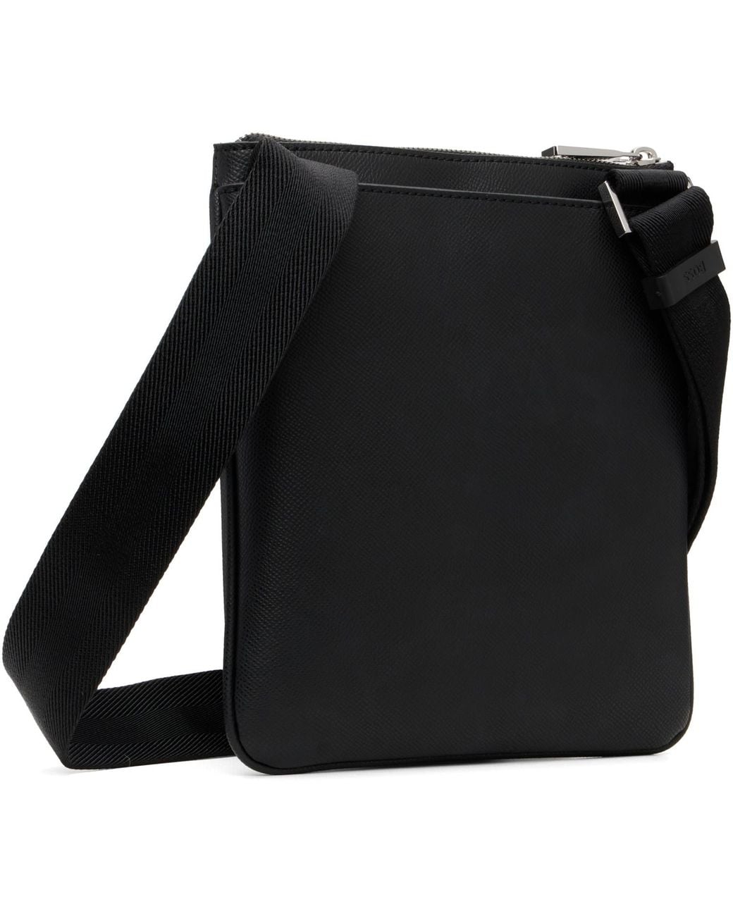 Boss Black Leather Shoulder Bag for men