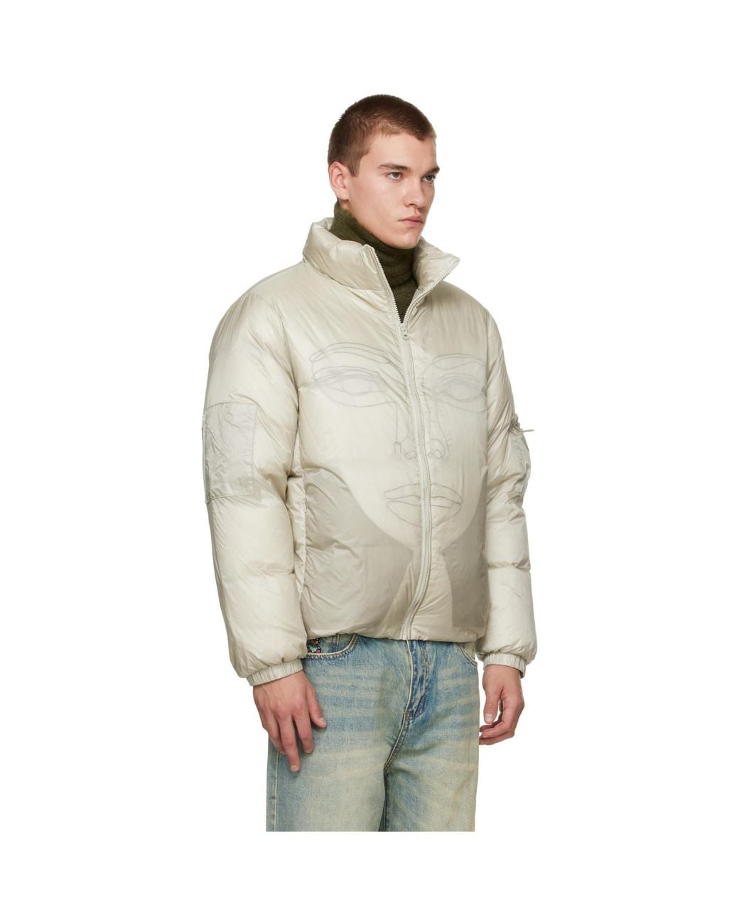 Kidsuper Gray 'Translucent Face' Down Jacket for men