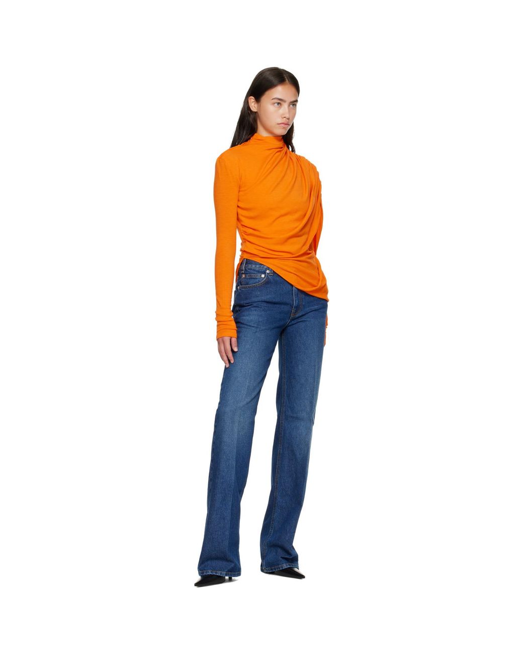 Mugler Blue Washed Five Pocket Straight Jeans