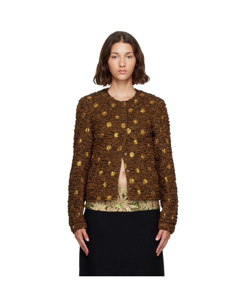 Dries Van Noten Brown Cloqué Jacket