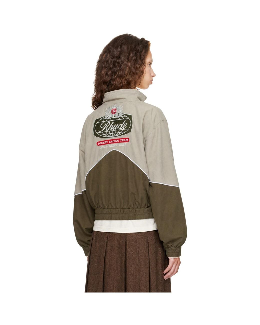 Rhude Brown Khaki & Taupe Desert Racing Track Jacket