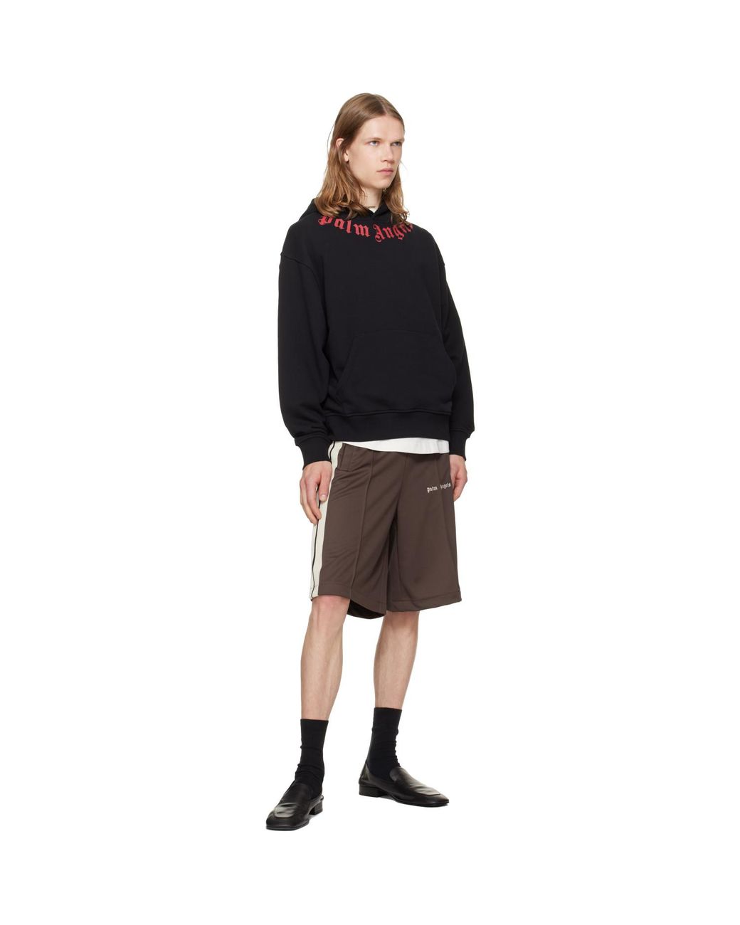 Palm Angels Black Neck Logo Hoodie for men