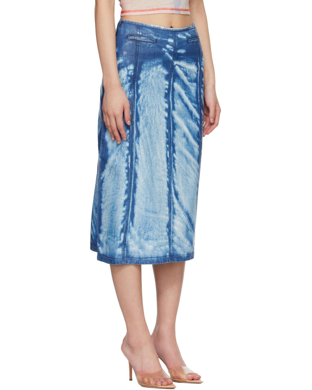 DIESEL Blue X-Ray Lyocell Denim Midi Skirt