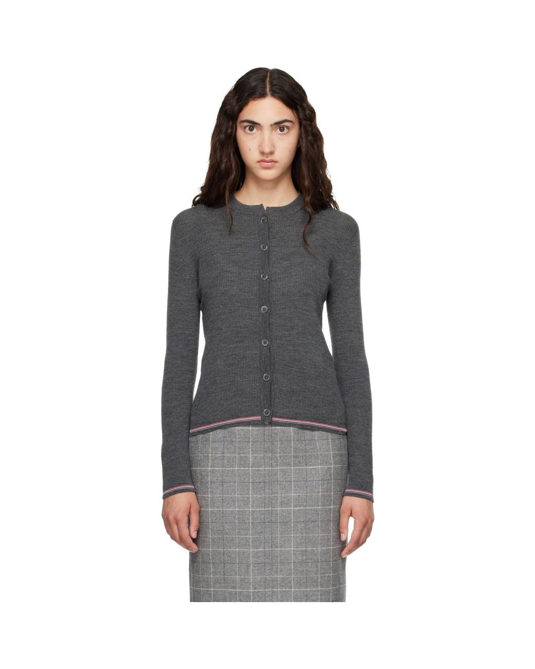 Thom Browne Black Merino Wool Rib Stitch Cardigan