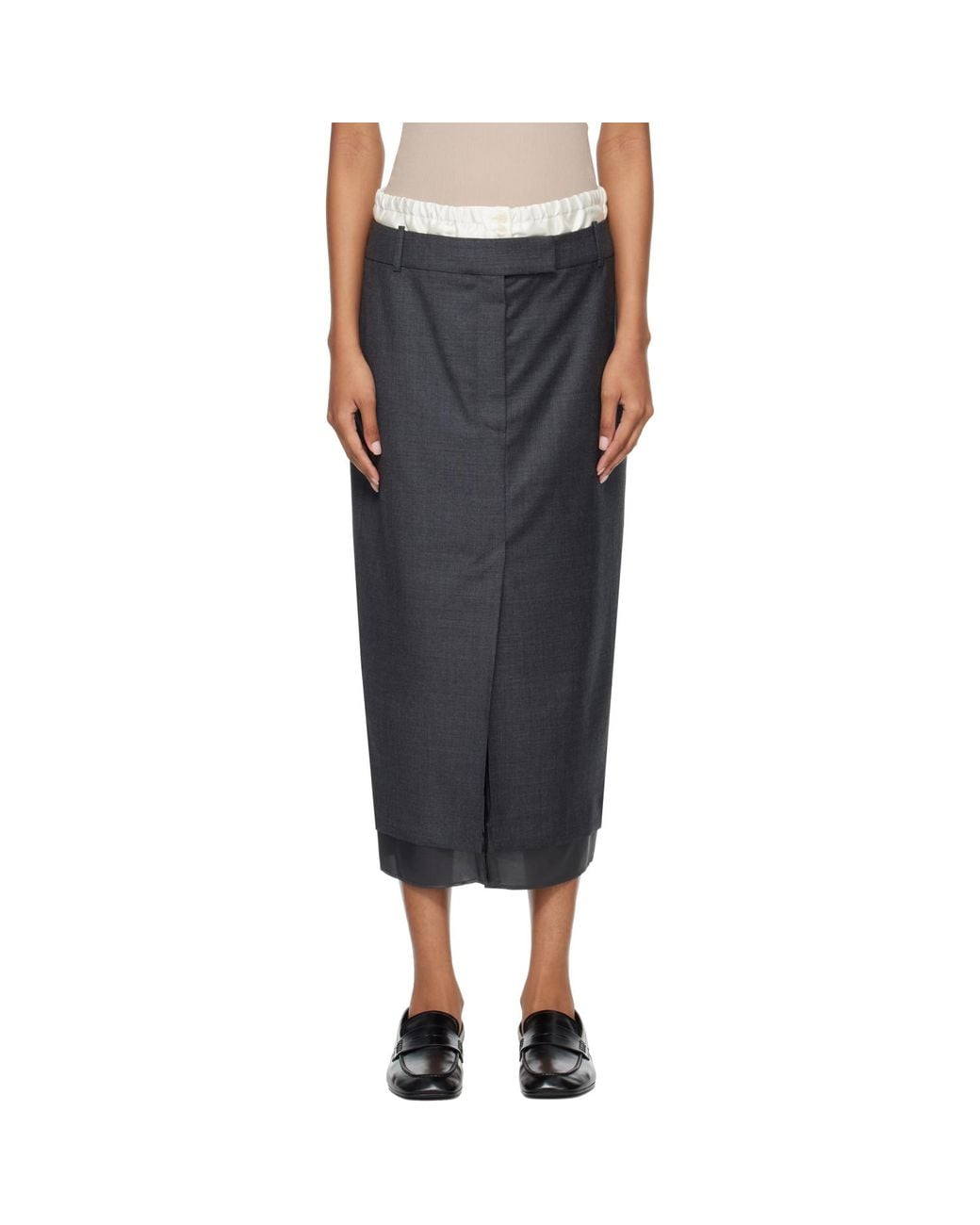 Rohe Black Boxer Detailed Midi Skirt