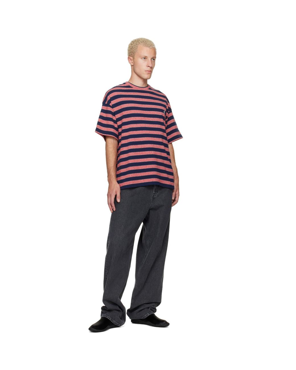 Jil Sander Purple Striped T-Shirt for men