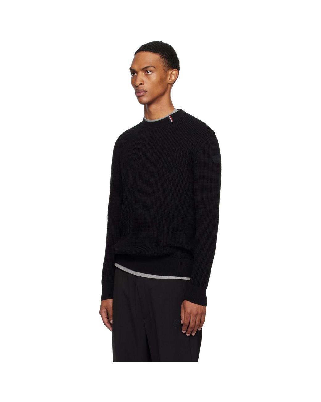 Moncler Black Crew Neck Sweater for men