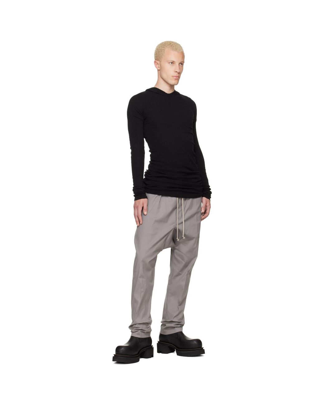 Rick Owens Gray Tower Drawstring Long Trousers for men