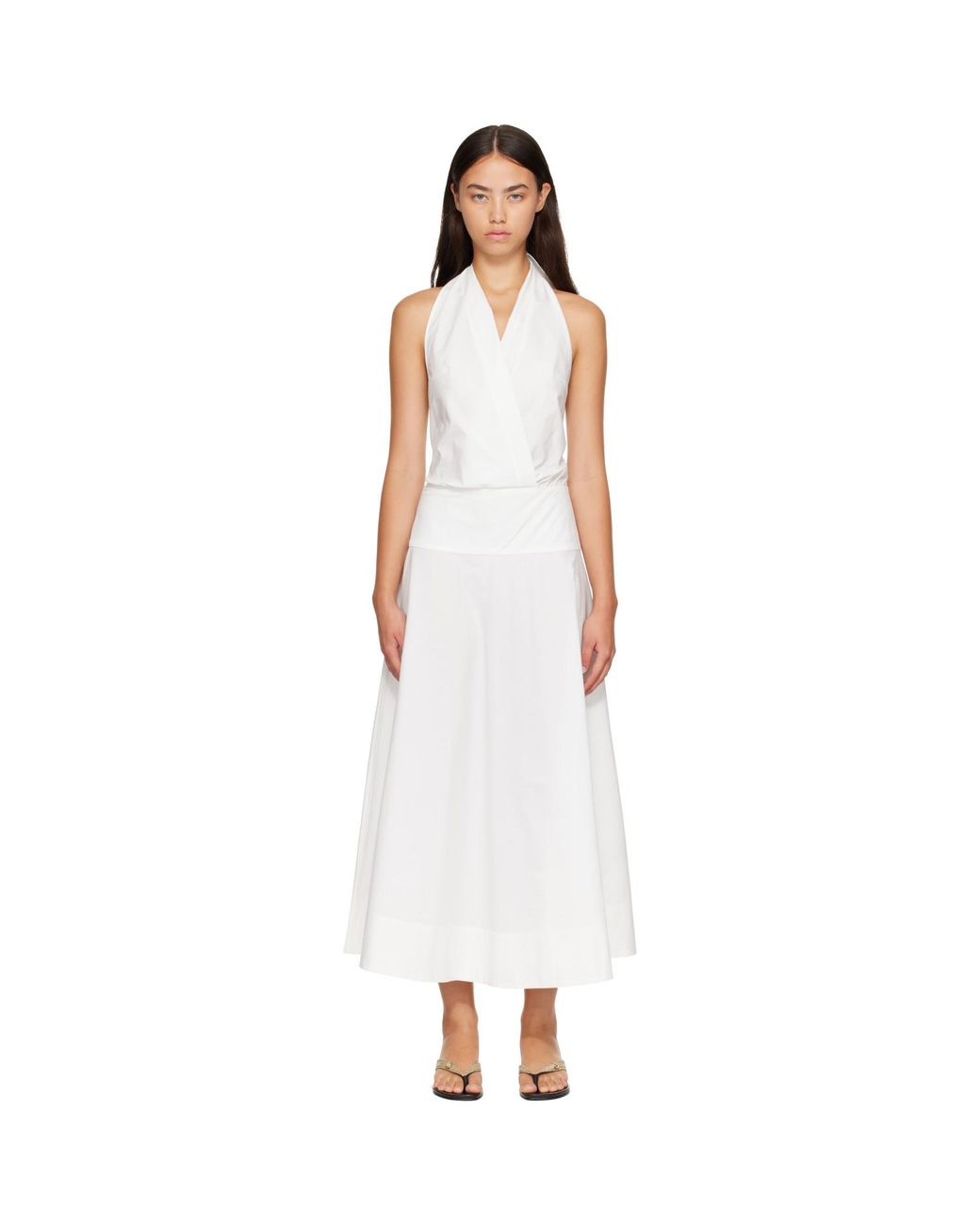 St. Agni White Halter Circle Hem Midi Dress
