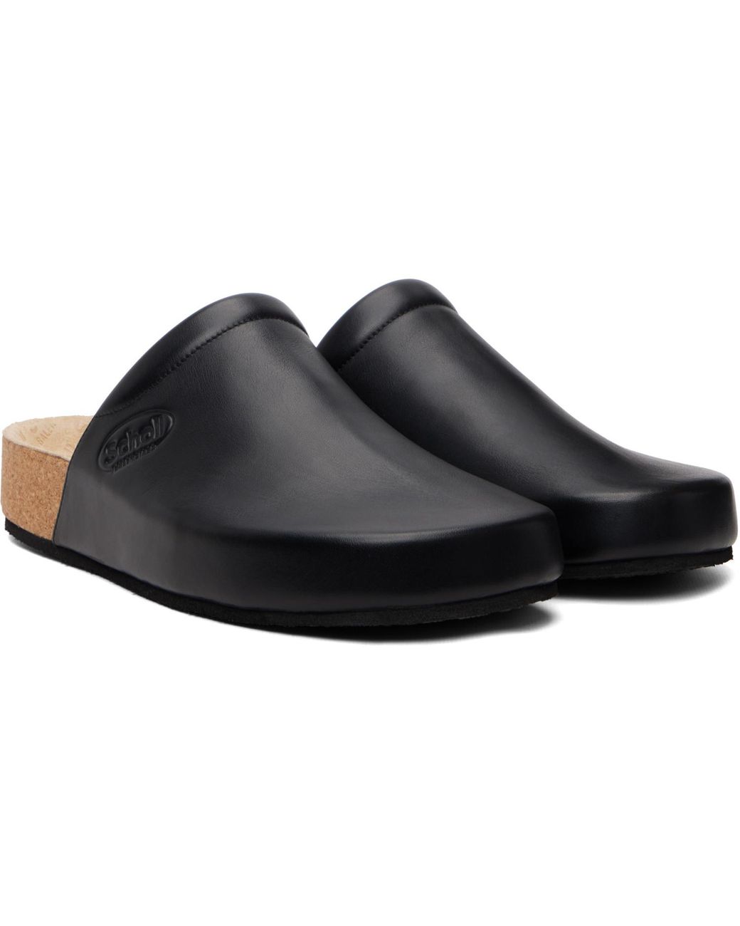 Balenciaga Black Scholl Edition Leather Mule Flats for men