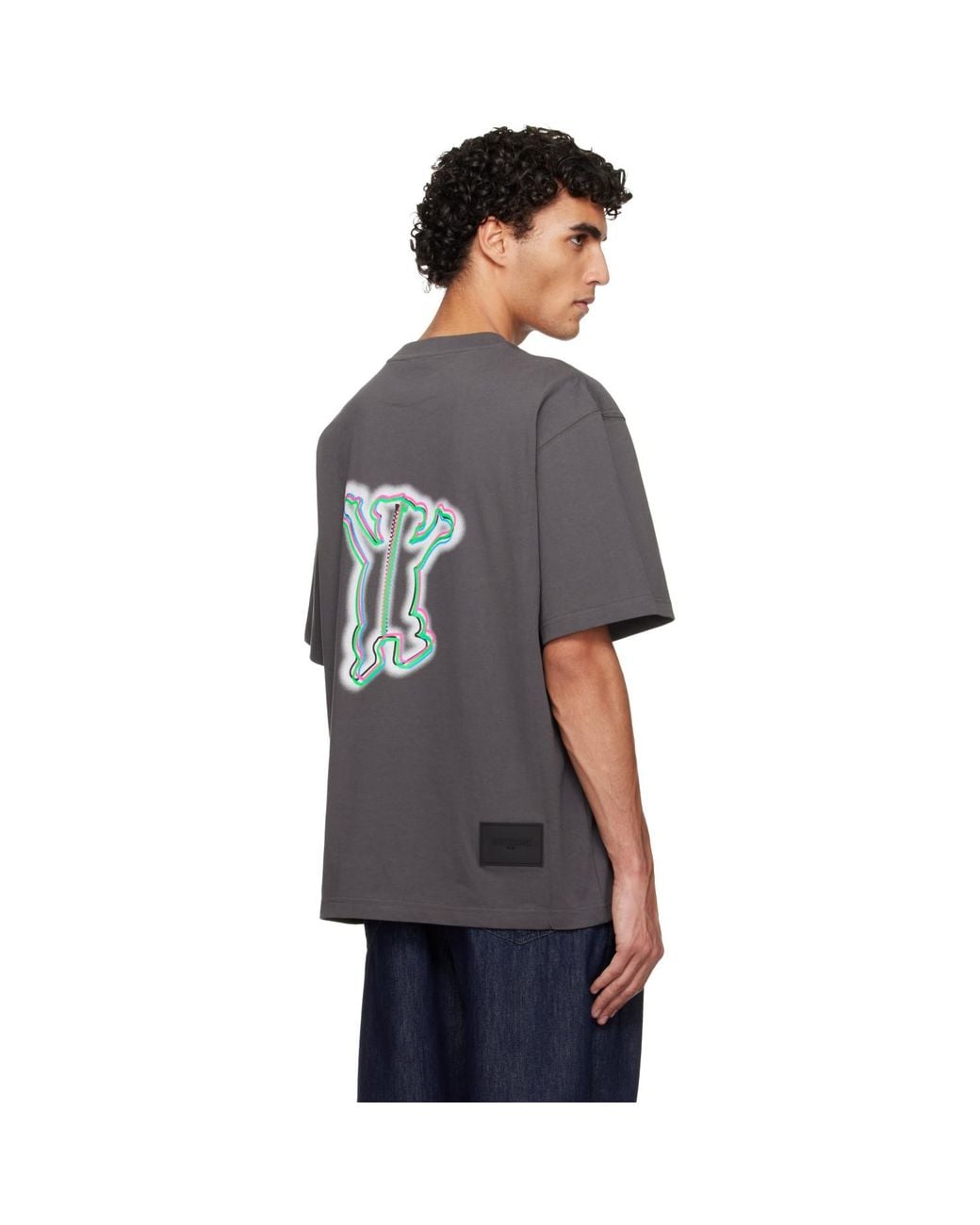 we11done Black Colorful Teddy T-Shirt for men